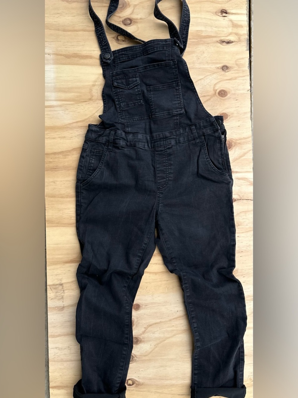 Free People Black Denim Overalls